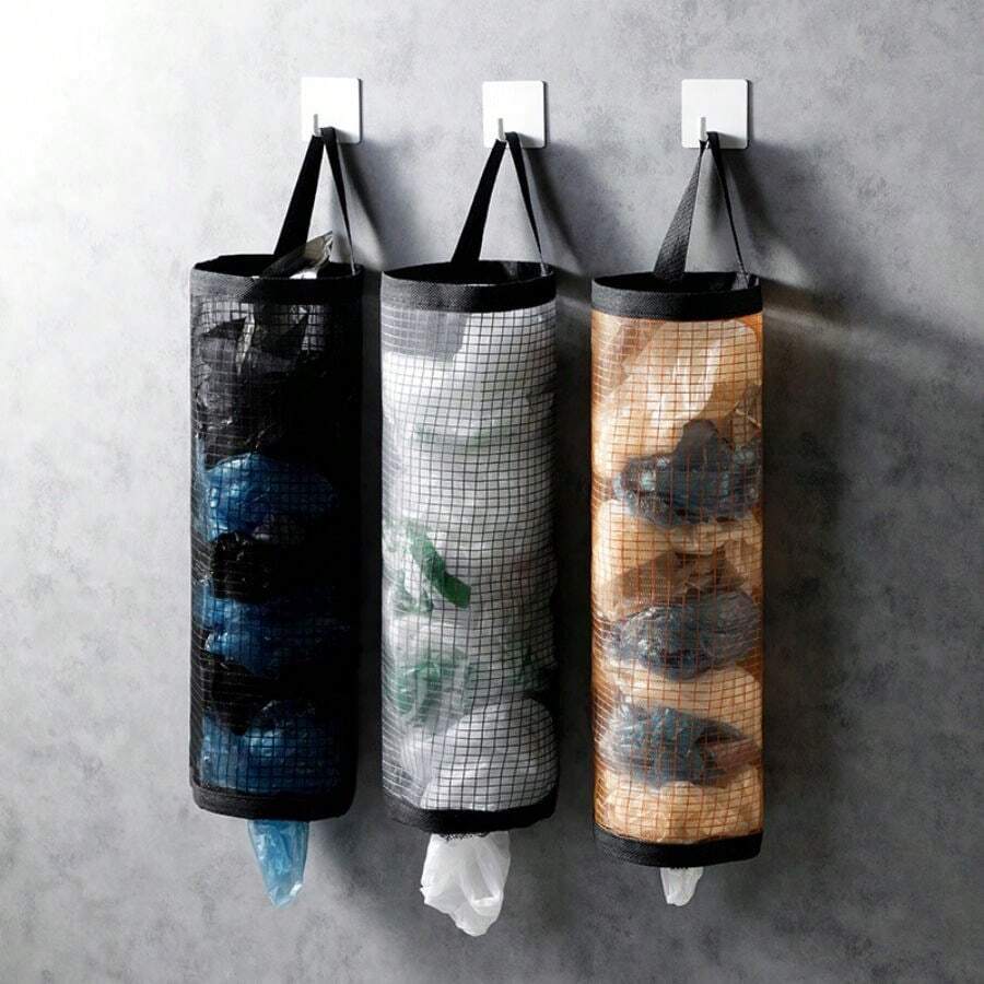 1pc Wall-Mounted Garbage Bag Organizer, Plastic Shopping Bag Storage Holder For Kitchen, Space-Saving And No Drilling