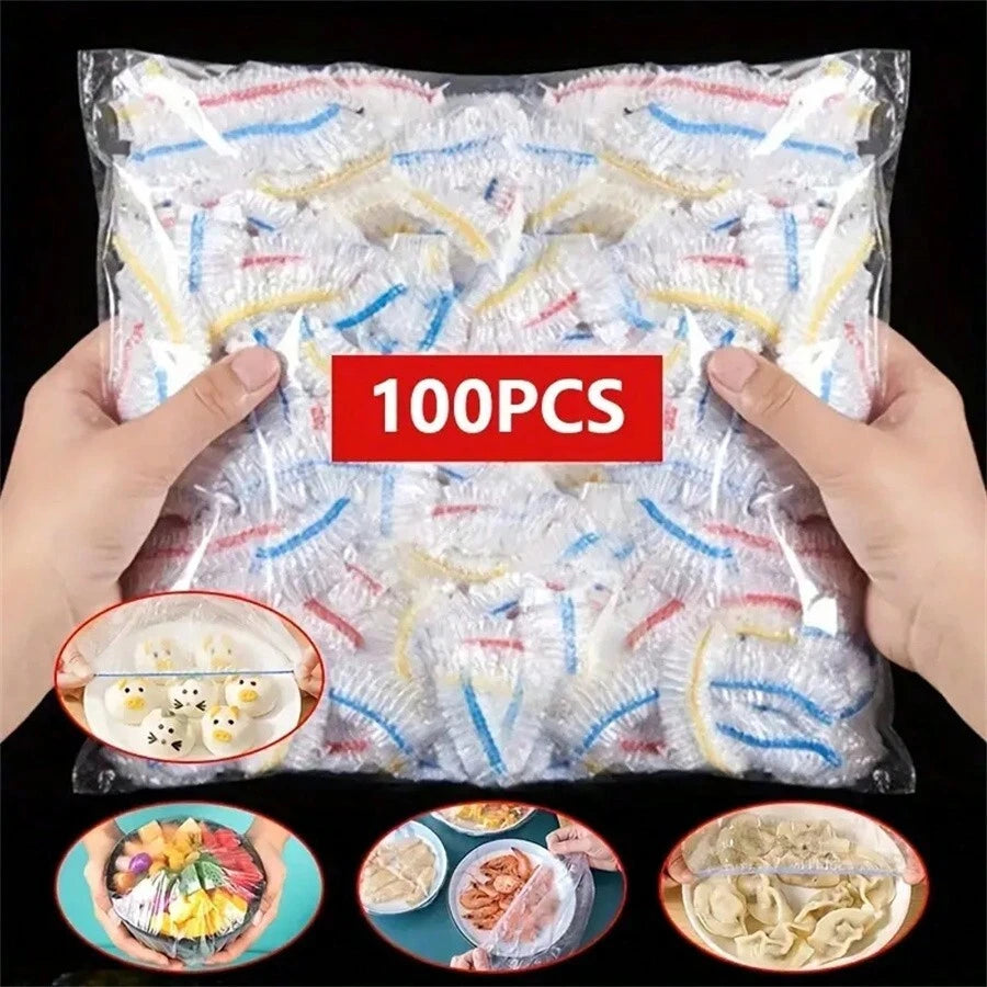 50/100/300/500pcs Reusable Elastic Food Bowl Protective Covers, StretchableFood Covers, Suitable For Different Sizes Bowls And Plates