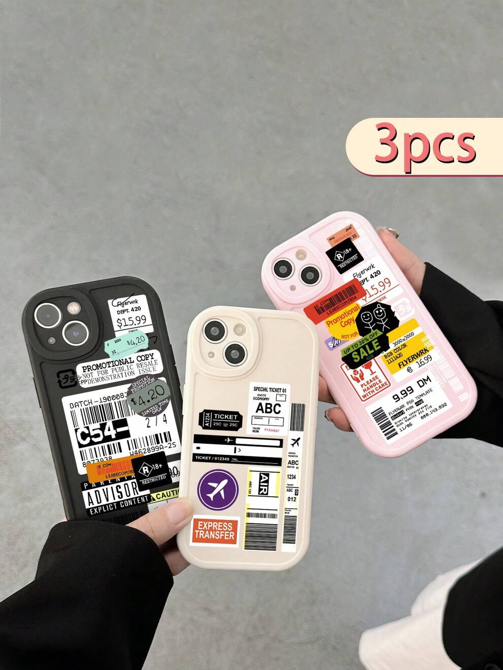 3pcs/Set Phone Cases With Different Patterns And Lens Protection Design; Compatible With IPhone Models Such As IPhone 11, IPhone 13, IPhone 14, IPhone 15. Also Available Compatible With Samsung Galaxy