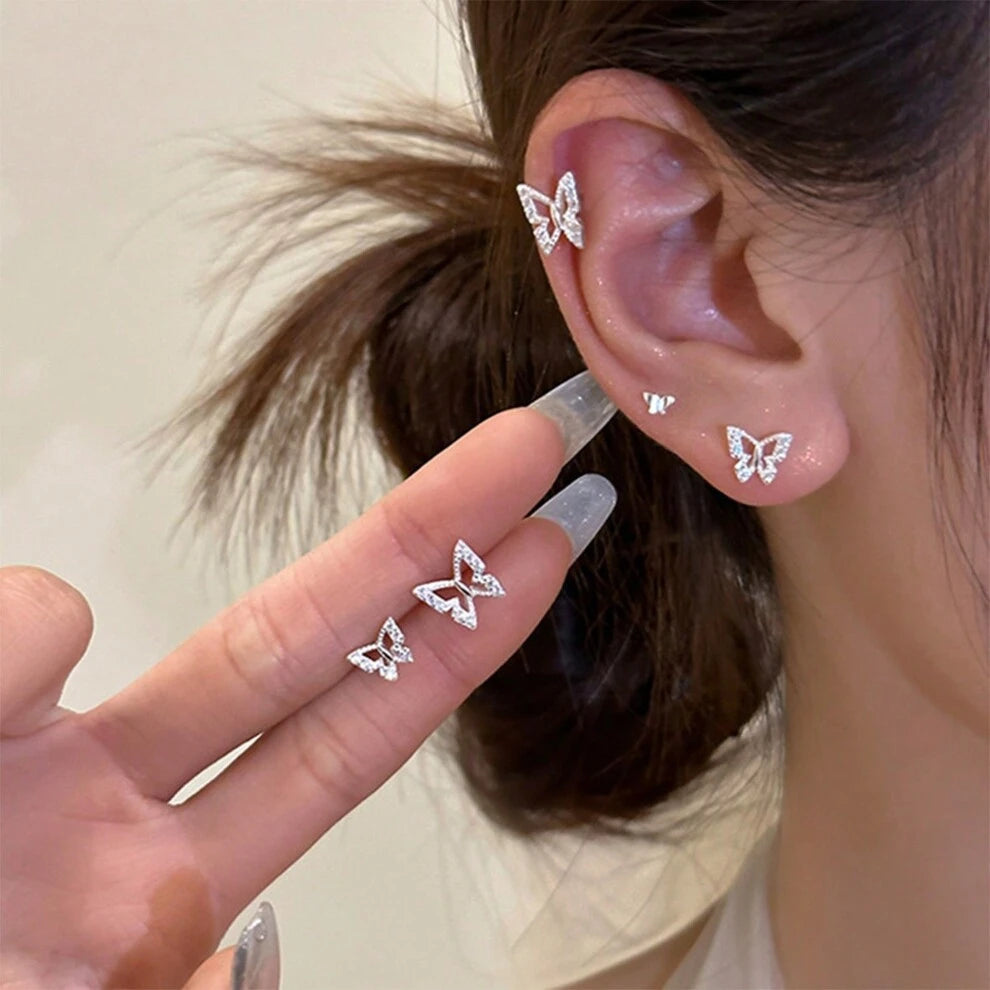 6pcs Super Elegant Butterfly & Minimalist Designer Stud Earrings, Suitable For Daily Wear