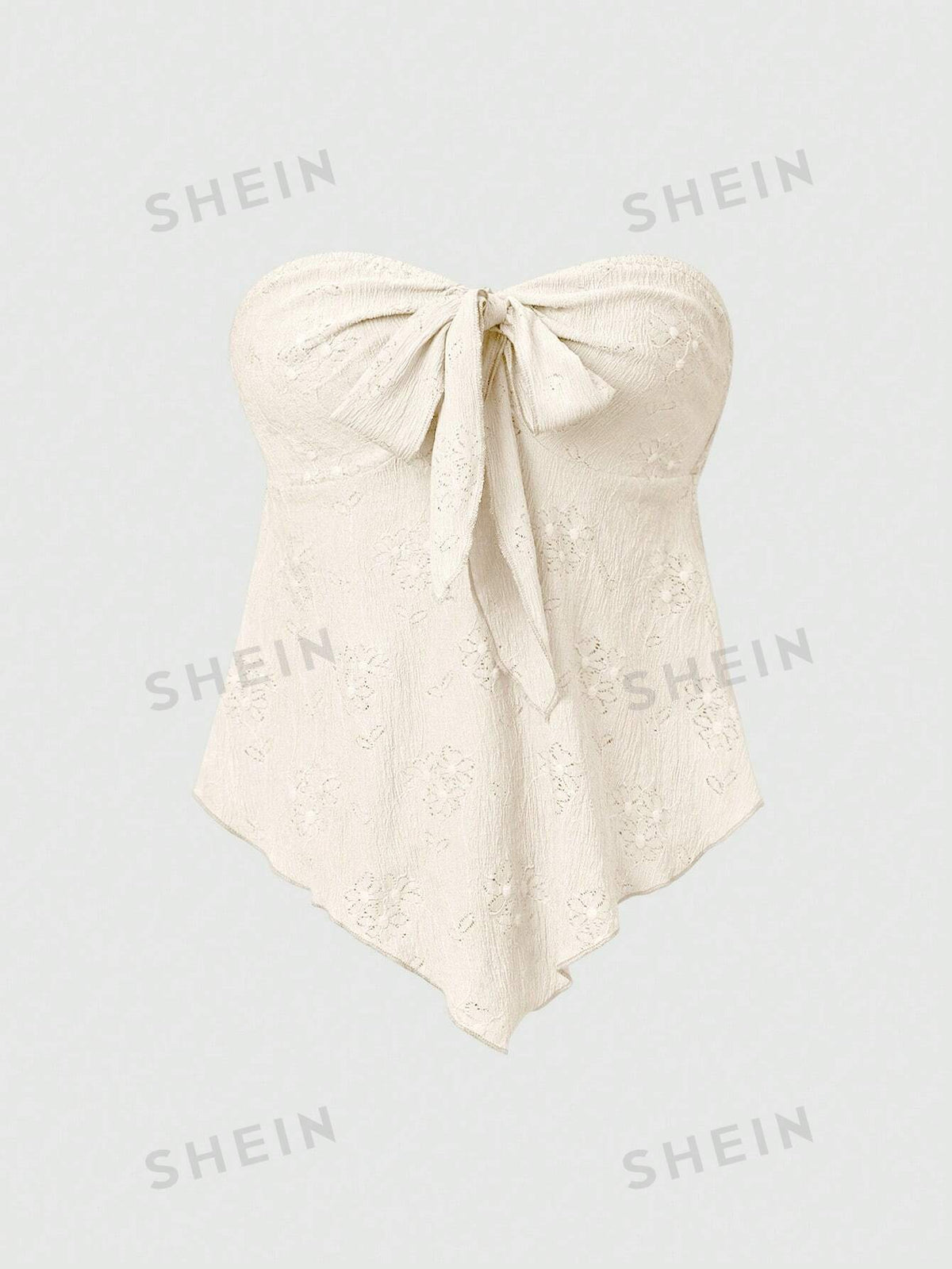 SHEIN MOD Ladies' Summer Solid Color Jacquard Tie Strap Tube Top