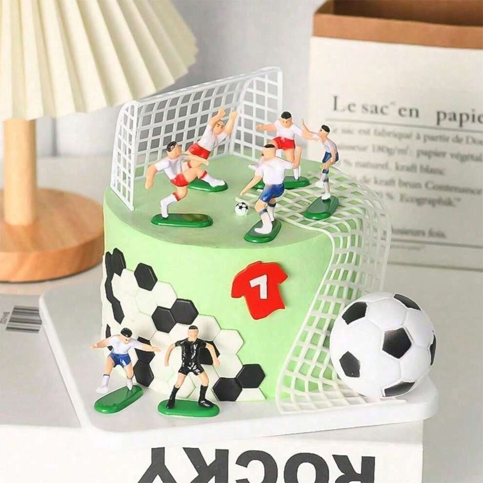 9Pcs/1set Football Cupcake Decoration Cake Topper Happy Birthday Party Decor Supplies