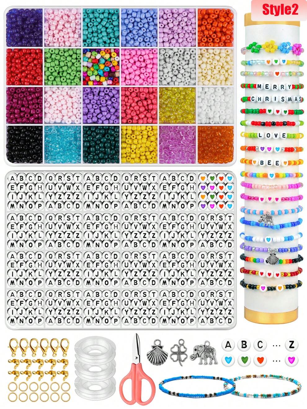 24 Colorful Glass Seed Bead Bracelet Jewelry Making Kit 3mm/4mm, Bead Assortment For Adult DIY Necklaces, Rings | Birthday Gift | Jewelry Crafted Gift