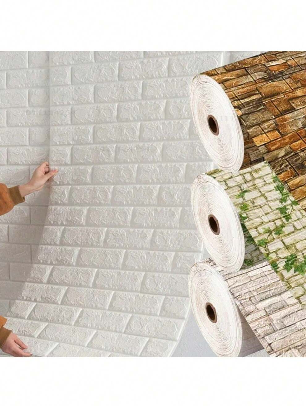 1/2/3/5/10Mx70cm Brick Foam Panels 3D Wall Stickers DIY Embossed Stone Self-Adhesive Wallpaper Home Decor Living Room Kitchen Decor