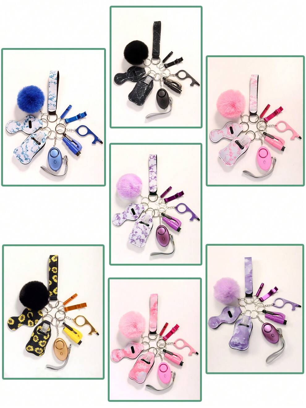 Self Defense Keychain Full Set For Women, Safety Keychain Set With Personal Alarm And Window Breaker, 9 Pcs Protective Keychain Accessories For Women