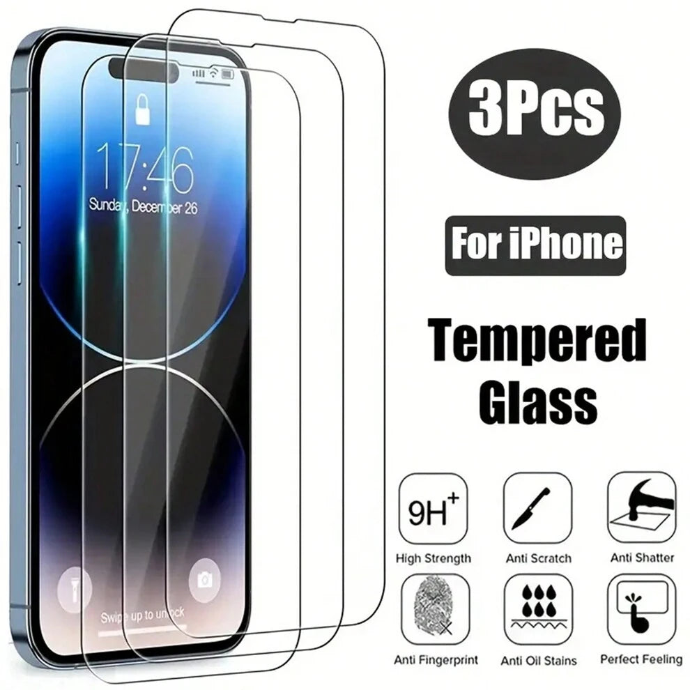 3-Pack Tempered Glass IPhone Screen Protector: Ultra-Clear, Scratch-Resistant & Easy Install For Various Models