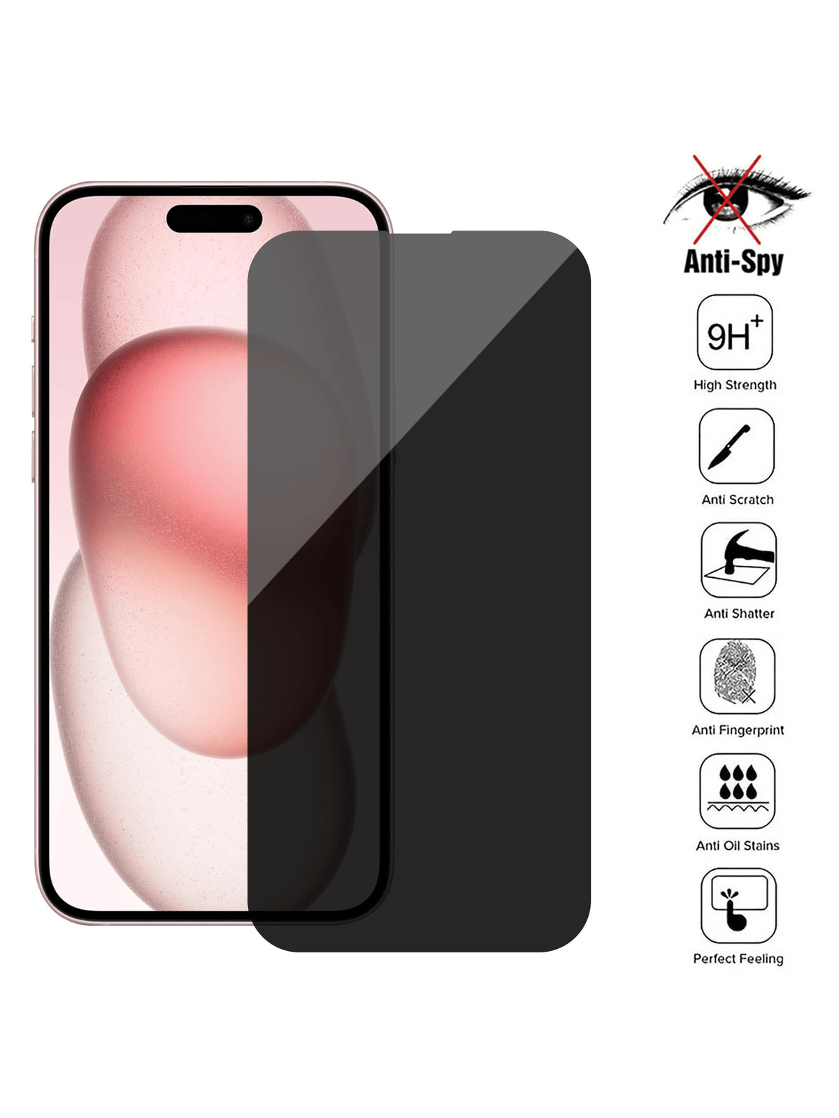 [3 In 1] Privacy Screen Protector And Clear Phone Case And Camera Lens Protector Compatible With Iphone , Anti Peeping, Anti Spy Private Tempered Glass Anti-Scratch Case Friendly, Anti-Drop, Anti-Expl