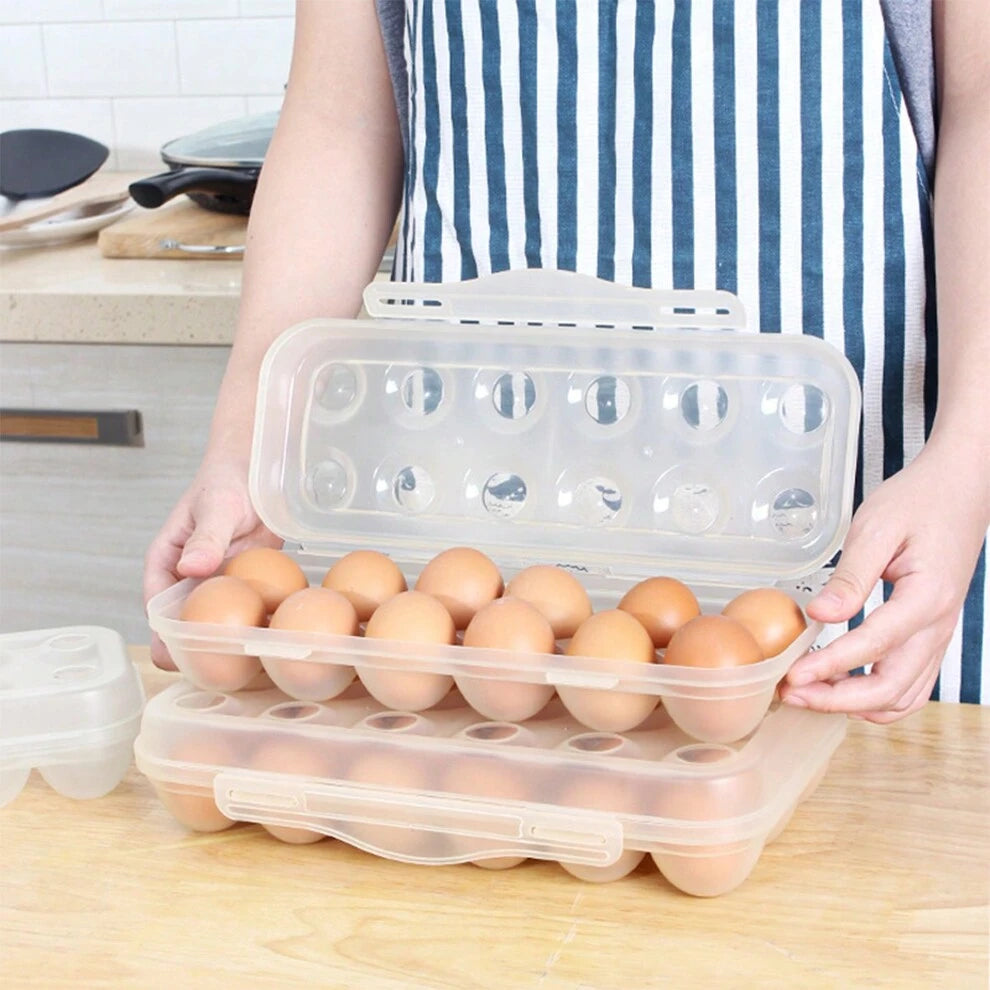 1pc Kitchen 12-Grid/18-Grid Egg Tray Refrigerator Fresh Storage Container With Lid Portable Creative Egg Organizer