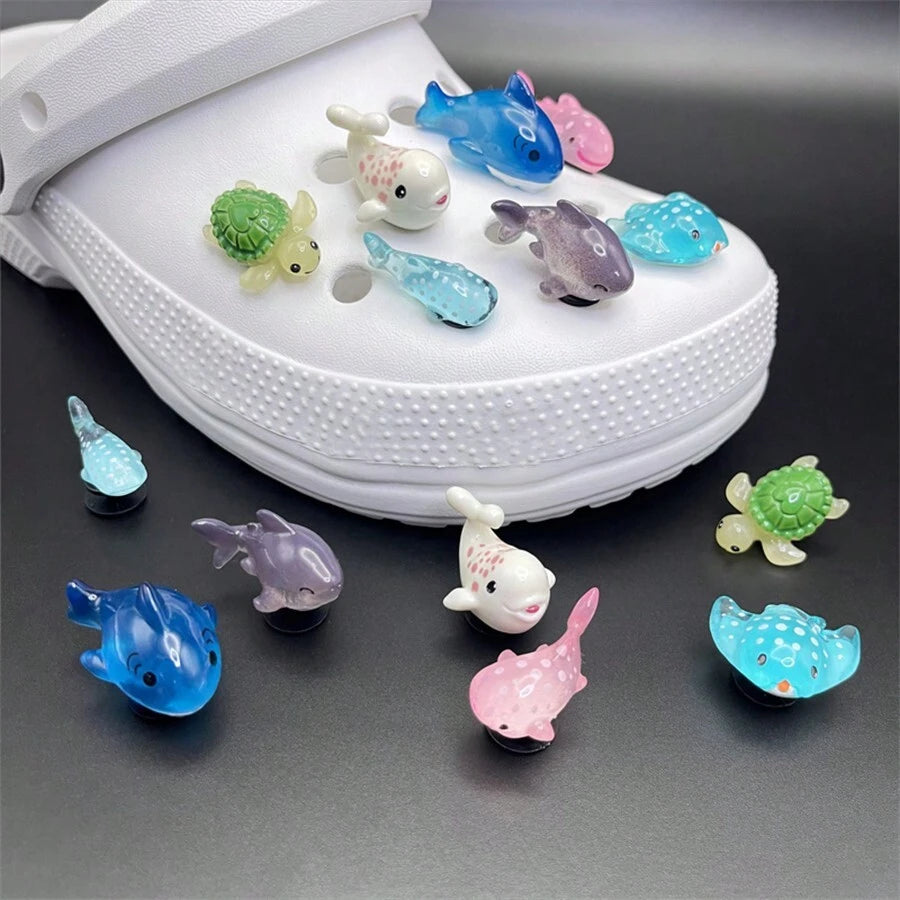 7pcs 3D Marine Animal Shoe Charms Ocean Shoe Decorations Resin DIY Accessories Perfect For Clog Bubble Slides Sandals