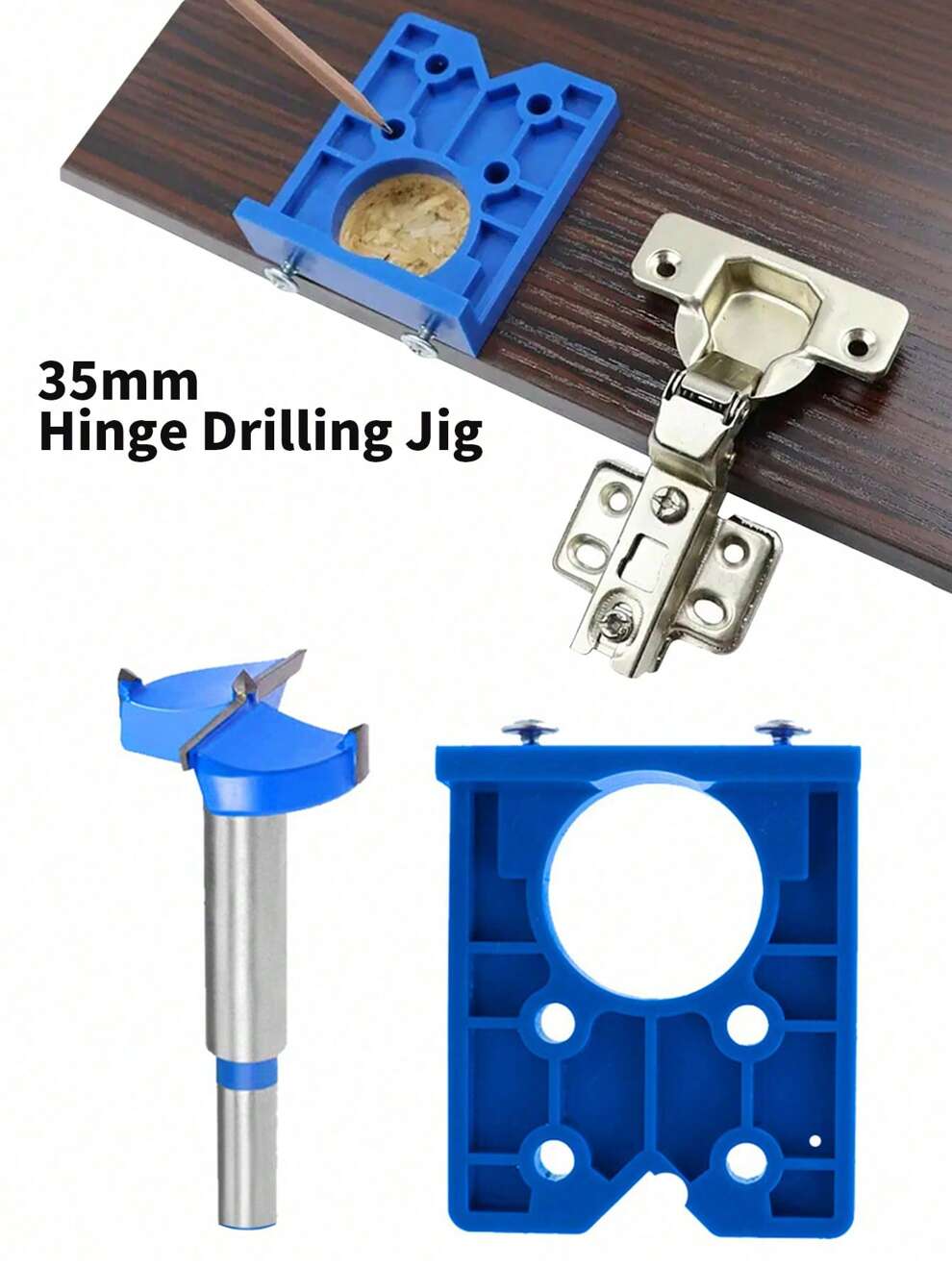 1/2Pcs 35mm Concealed Hinge Jig Kit, Wood Drilling Hole Saw Set, Woodworking Drilling Tool, Wood Cutter For Face Frame Cabinet Cupboard Door Hinges