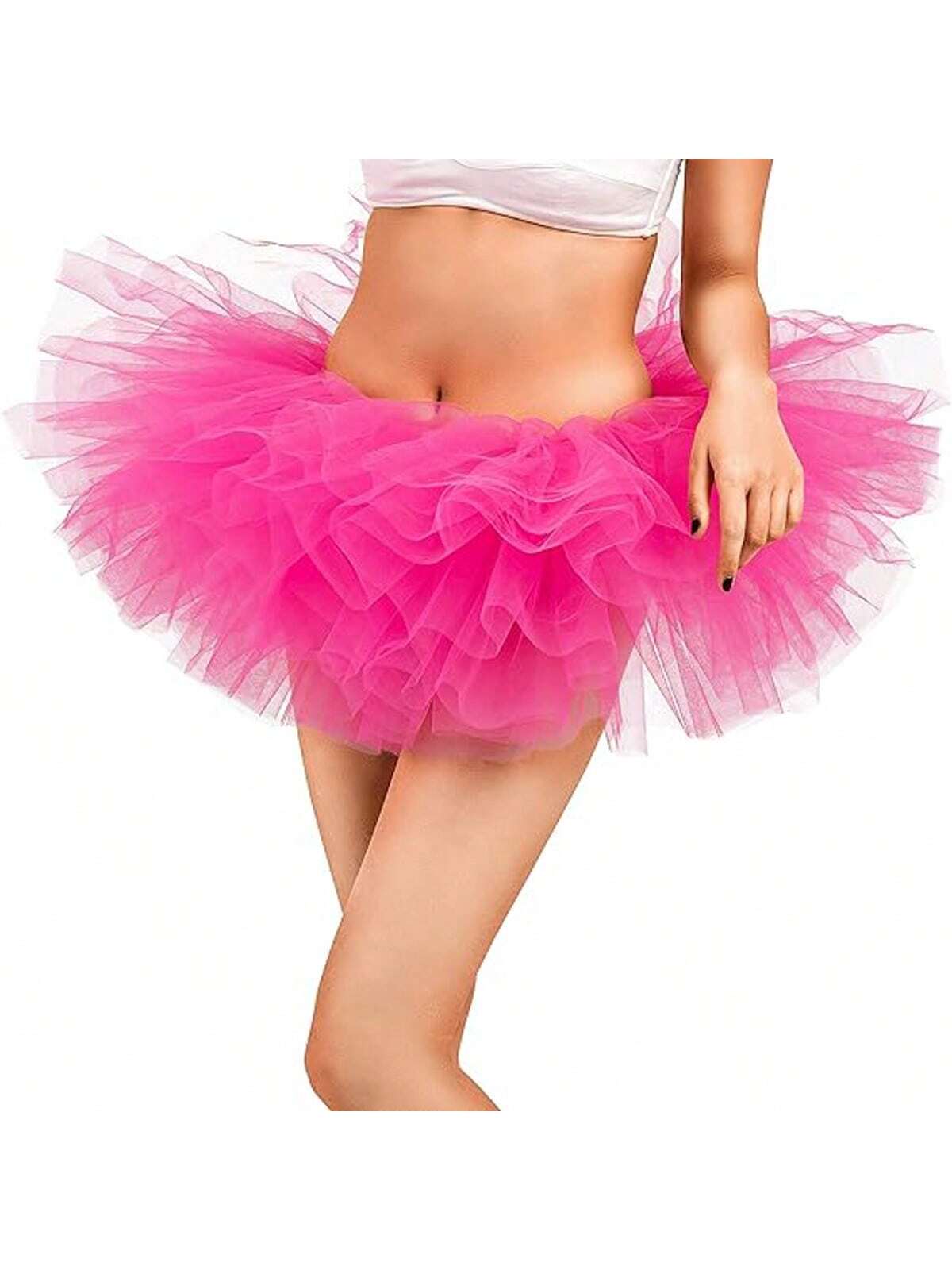 1pc 5 Layers Tulle Tutu Skirt, Suitable For Adults, Ideal For Ballet Dancing, Parties, Competitions And Birthdays. This 80s Style Ballet Skirt Is Perfect For Girls' Parties. The Running Skirt Is Perfe