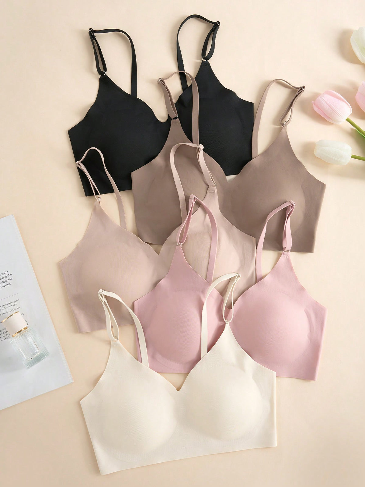 Women Wireless Bra (5pcs/Pack), No Wire Bra Set