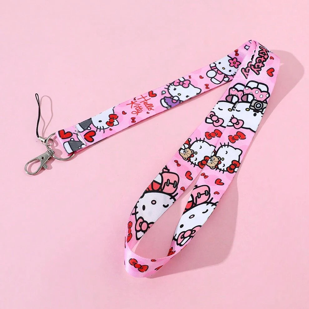 1pc Anime Hello Kittys New Keychain,Mobile Phone Straps Kawaii Student Creative Retractable Lanyard