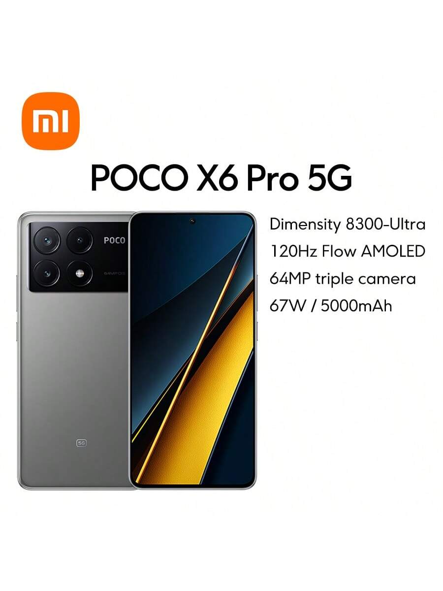 xiaomi POCO X6 Pro 5G Global Version Smartphone With EU Charge Android 14, HyperOS 1220 X 2712 Pixels NFC 67W Turbo Charging 5000mAh 64MP Rear Camera CrystalRes 120Hz FIow AMOLED