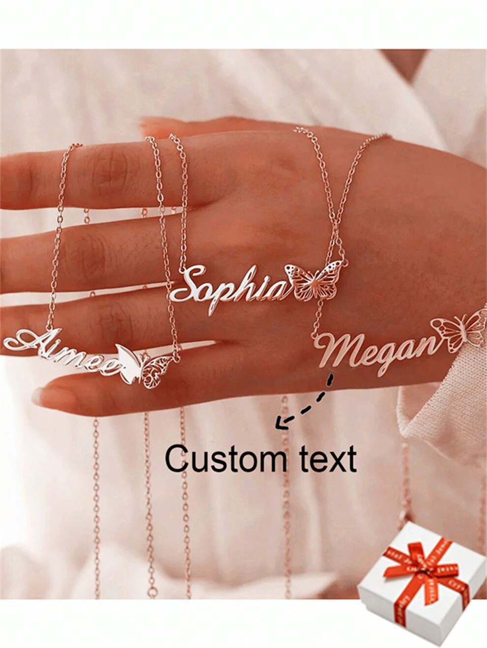 Customized Men Name Necklace Personalized Charm Letter Butterfly Necklace For Women Minimalist Stainless Steel Butterfly December Style Pendant Party Jewelry Birthday Gift For Girlfriend