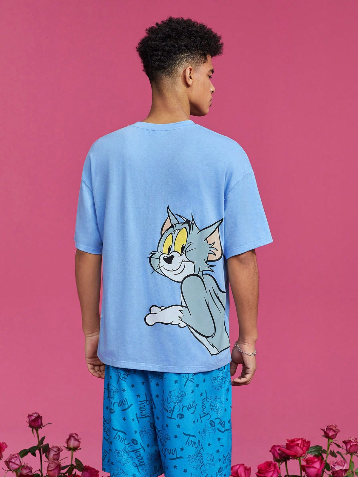 TOM & JERRY X SHEIN Men Cartoon Letter Print Home Clothing Set