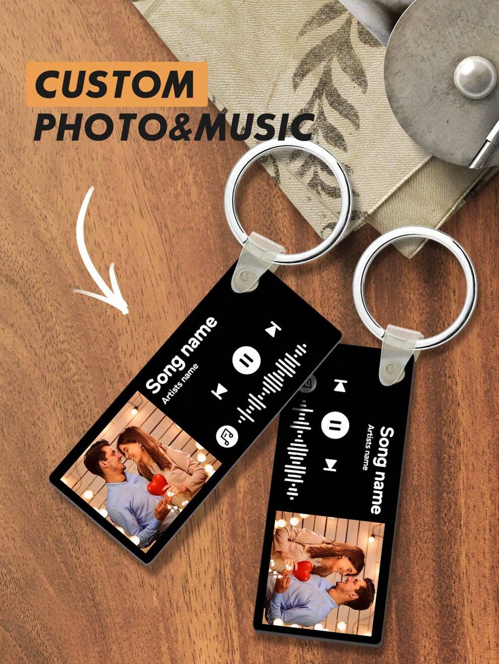 1pc Custom Music Song Keychain, Personalised Engraved Music Code Keychain, Personalised Music Code Keyring, Personalized Music Code Stainless Steel Keychain, Custom Music In Your Pocket Keychain, Birt