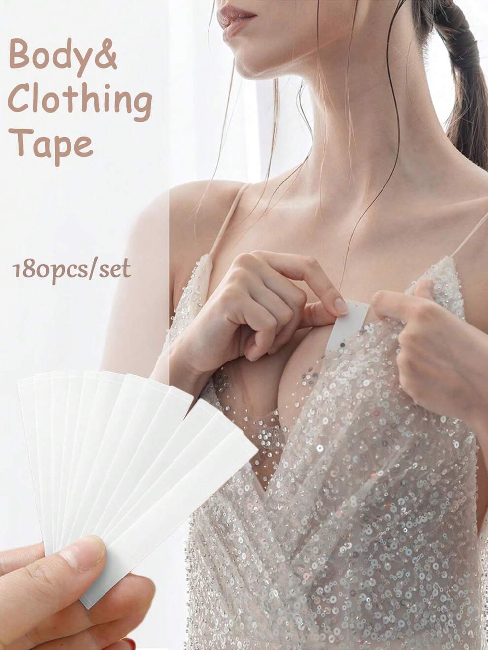 180pcs- Ceremonial Dress Anti-Slip Double Sided Adhesive Tape For Clothes, Evening Dress Anti-Exposure Stick Neckline Artifacts Shirt Collar Chest Double-Sided Tape Clothes Invisible Tie Skirt Univers