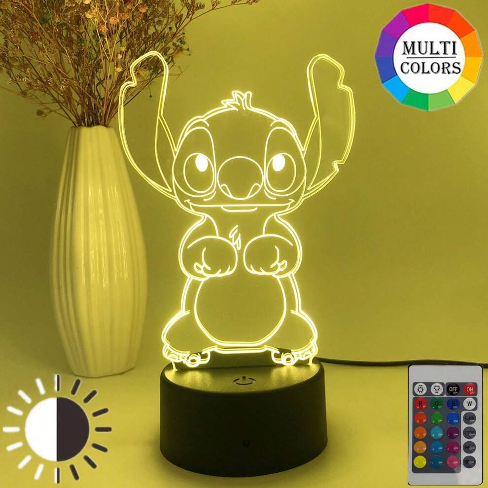 Anime 3D Night Light Lilo And Stitch Figure Merch 3D Illusion Cute Anime Lamp Gift For Son Grandson Child Kids Birthday Christmas Present Night Light Bedroom Decorations For Boys Girls