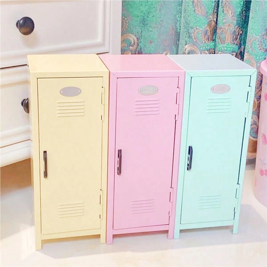 1pc Cute Storage Cabinet, Iron Fun Safe, Girl's Supplies Storage Cabinet, Jewelry Storage Box, Cosmetics Storage Cabinet, Mini Wardrobe, Suitable For Storing Toys And Small Items, Desktop Cute Ornamen