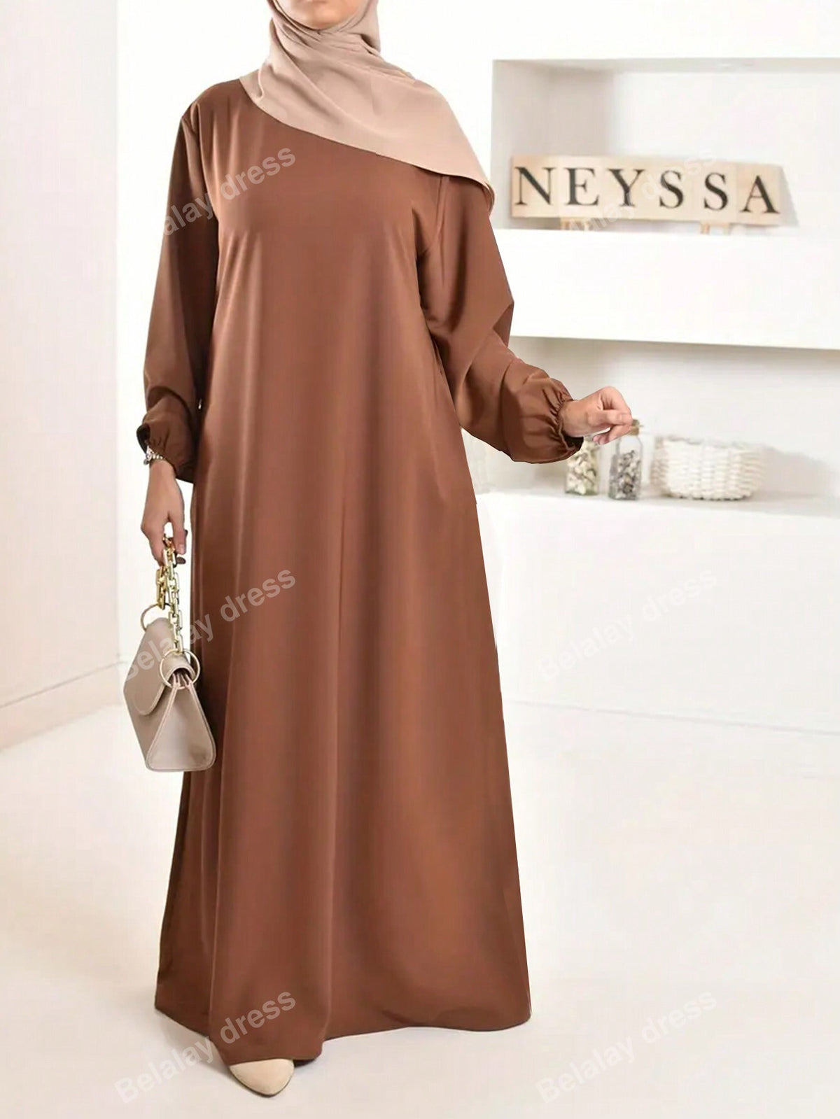 Women's Hooded Color-Blocking Arabic Traditional Abaya Dress