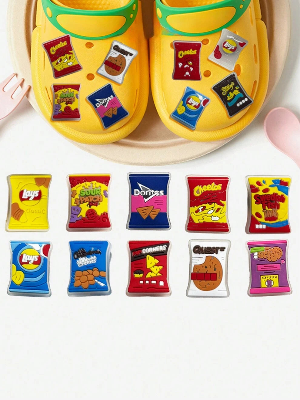 1set 19pcs Potato Chips Series Lovely Shoe Decorations