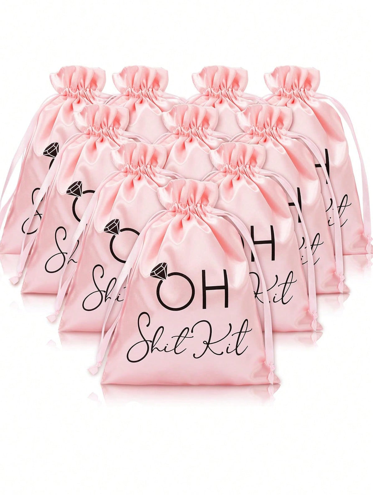 14pcs/Set Pink Hangover Survival Kit, Large Size Drawstring Gift Bag, Wedding Bachelorette Party Favor (6in*8in)