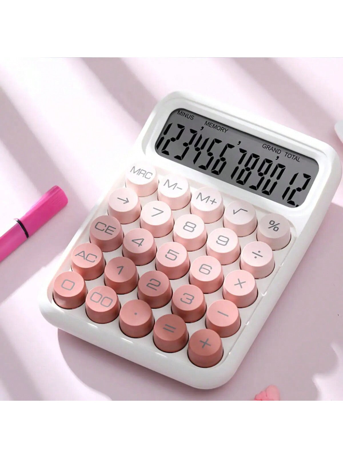 1pc 12-Digit Cute Little Dopamine Gradient Color-Gradient Calculator Aesthetic, Calculator Big Buttons Clicking Sound, Calculator Aesthetic Pink, Calculator Purple,Colorful, Suitable For Students, Off