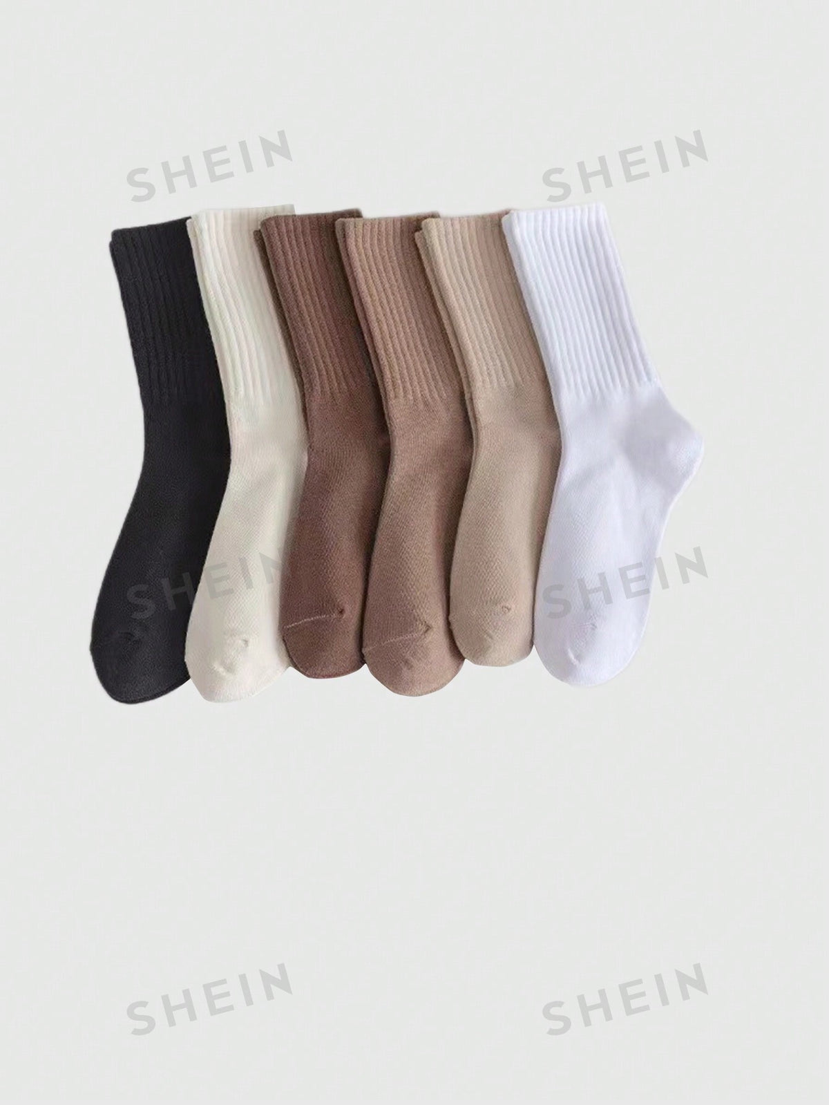 5pairs Solid Crew Socks