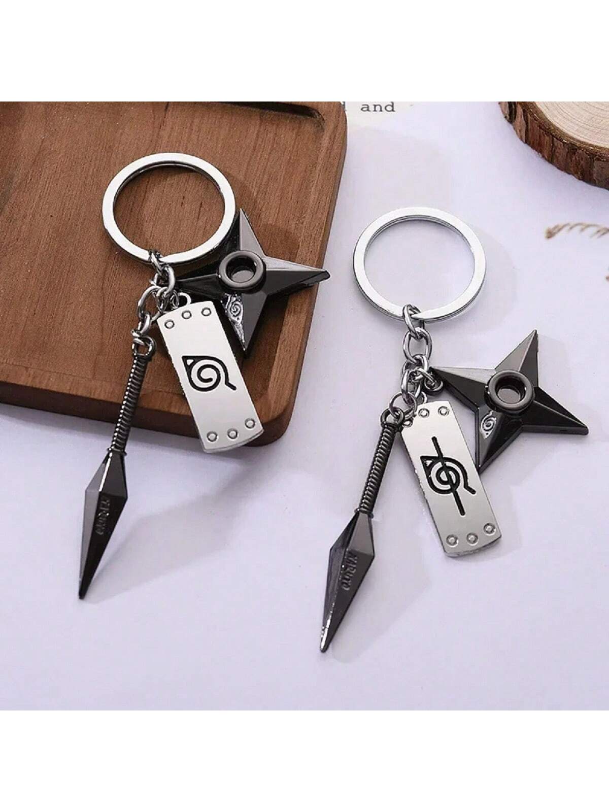 Narutos Anime Kunai Shuriken Konoha  Keychain For Car Keys Bag Backpack Trinkets Keyring Accessories Women Jewelry Men Gift