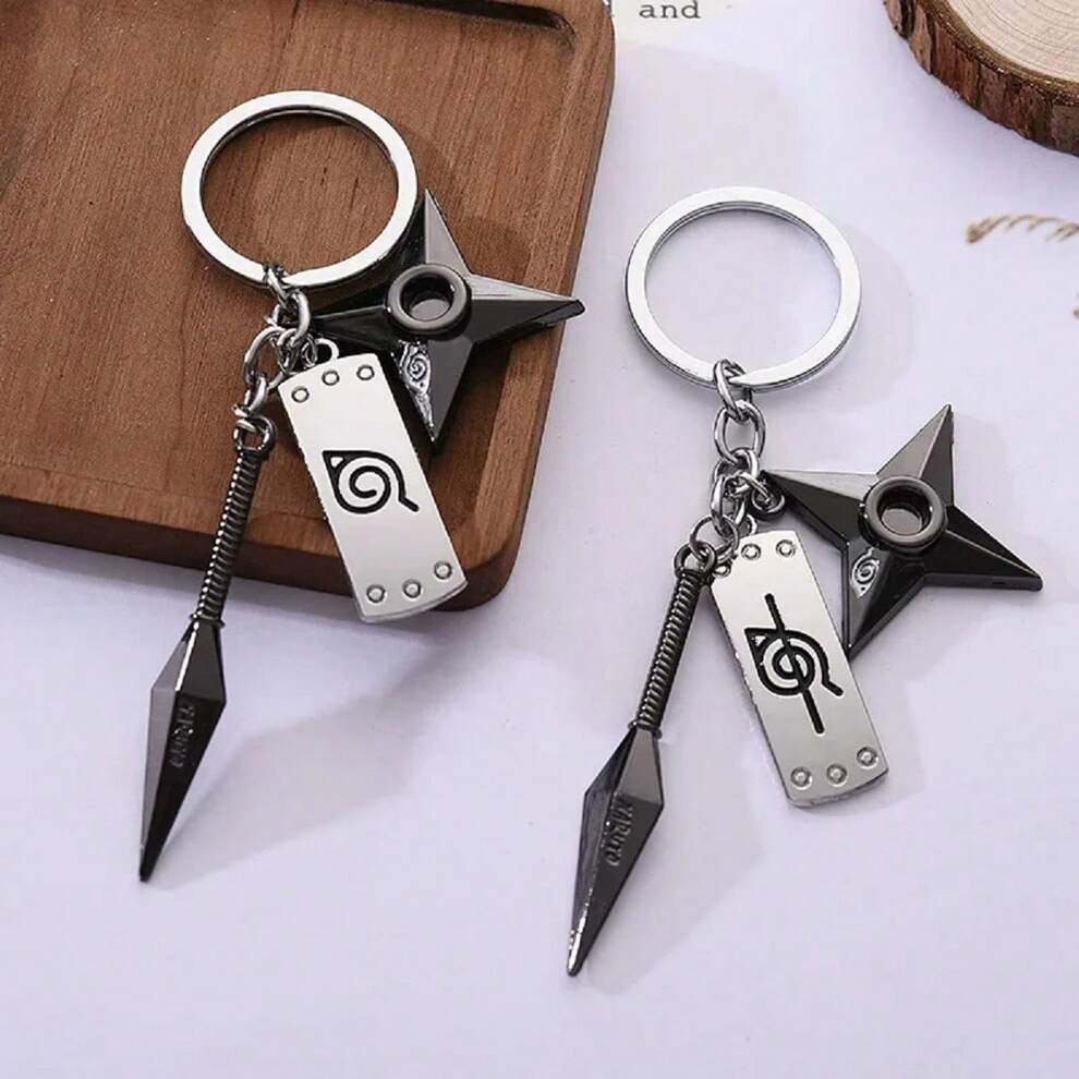 Narutos Anime Kunai Shuriken Konoha Keychain For Car Keys Bag Backpack Trinkets Keyring Accessories Women Jewelry Men Gift