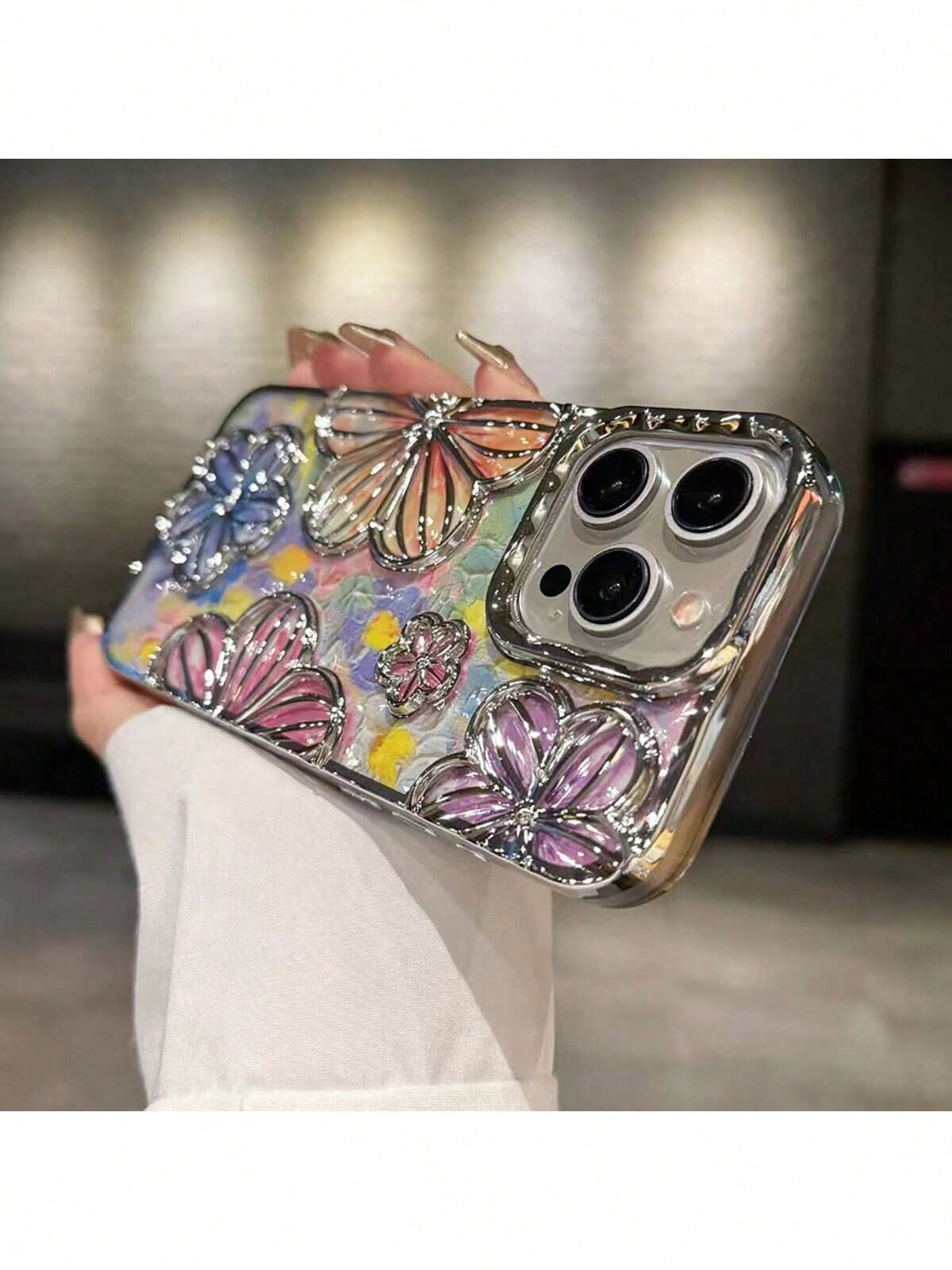 Electroplated Glitter Hollow 3D Butterfly Elegant Shockproof TPU Phone Case Compatible With IPhone 11, IPhone 13, IPhone 12 Pro Max, IPhone 13 Pro Max, IPhone 15 Pro Max, IPhone 14 Pro Max