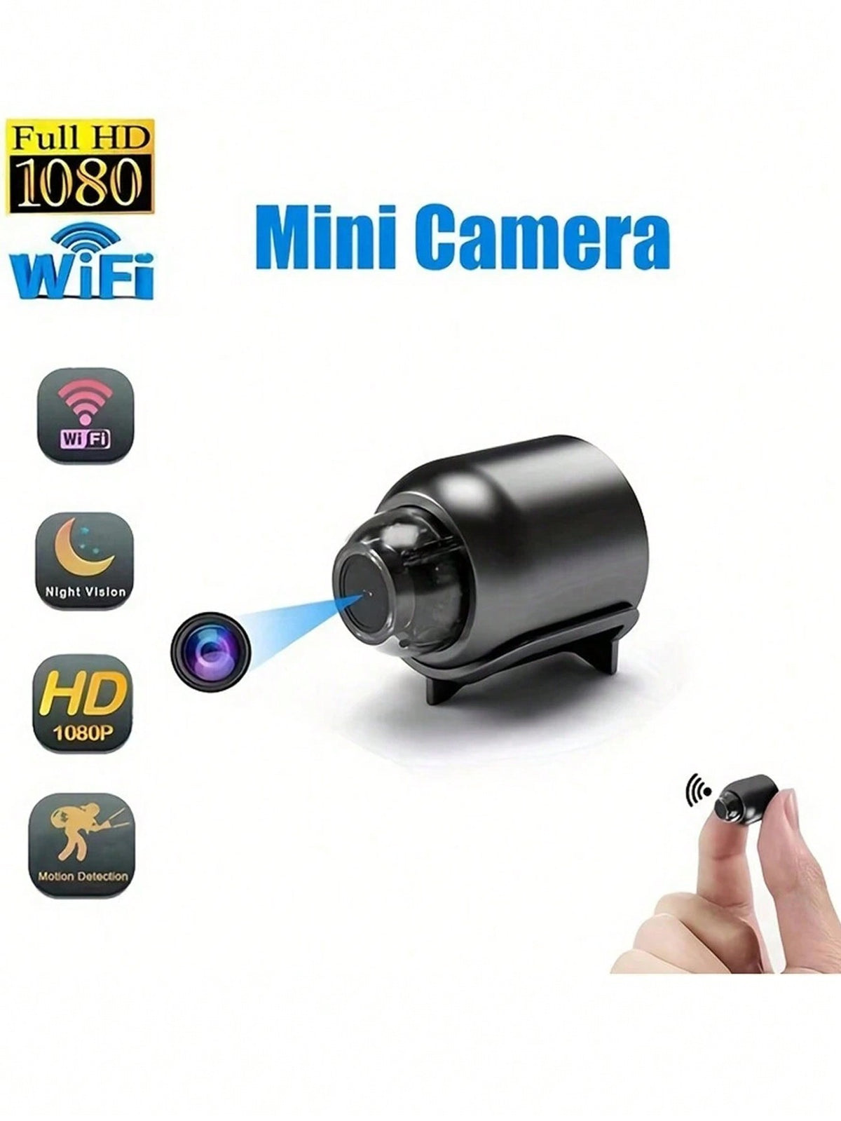 1080P Wide Angle Smart Home Night Vision WIFI Camera, Wireless Security Surveillance, Remote Network HD Night Vision Mini Camera, Bluetooth Camera, Motion Detection, TF Card Slot For Indoor Outdoor Ho