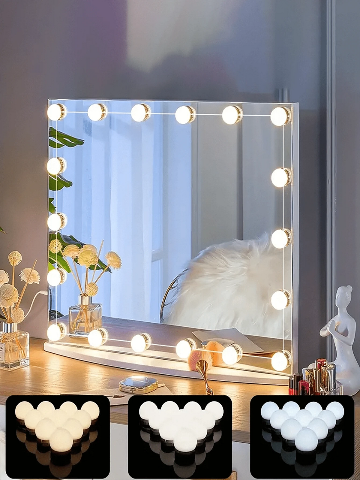 1pc Led Makeup Mirror Light & 3 Light Modes & Vanity Mirror Light & Rotatable Ball Light Bulb & Room Lighting And Makeup Decoration