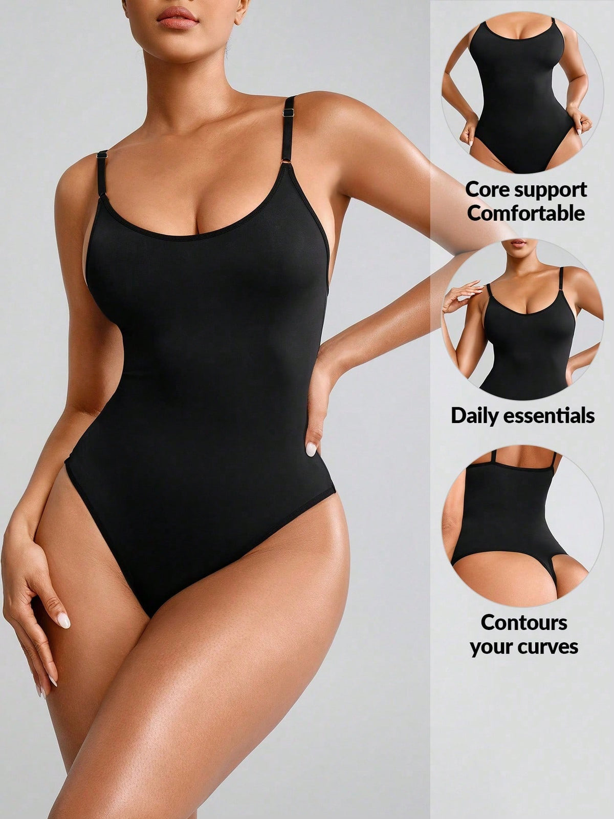 SHEIN SHAPE Shaping Thong Shapewear Bodysuit Body Shaper Bust&Butt Lifter-Tummy Waist Control