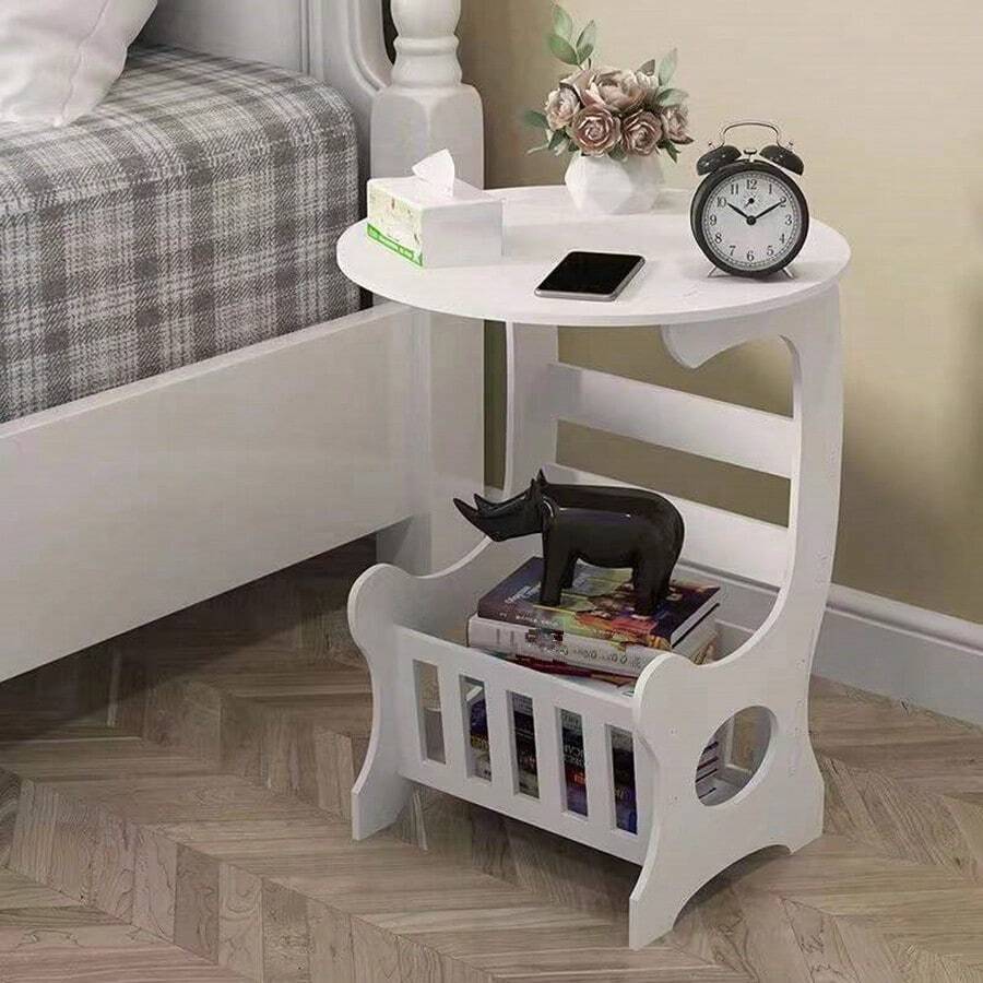 Living Room Sofa Side Table, Bedroom Bedside Cabinet, Small Round Table European Balcony Mini-End Table, Round Coffee Table