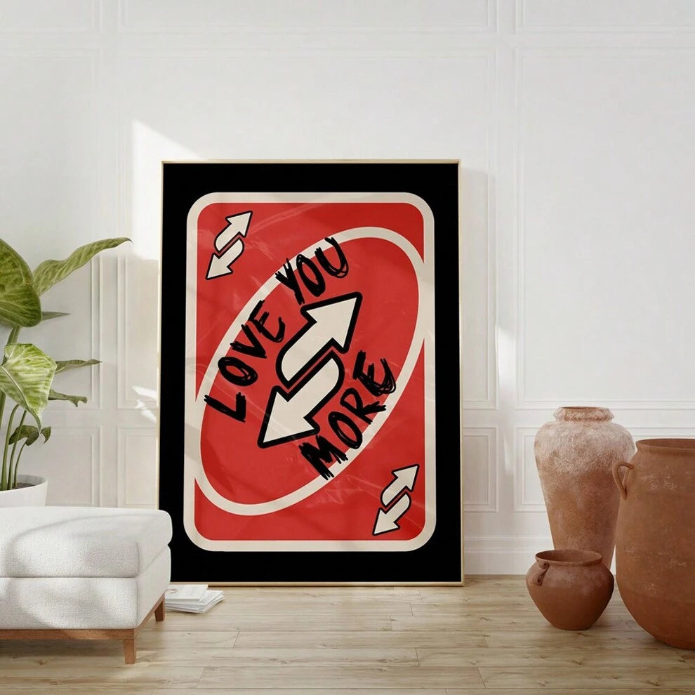 Set Of 1 Retro Lovers Card Art Canvas Posters Print, Minimalist Living Room,Bedroom Wall Art Decor,No Frame