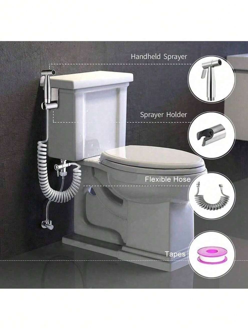 1 Set Toilet Seat Bidet Sprayer With Manual Bathtub Faucet, Bathroom Manual Bidet Sprayer, Shower Head For Self-Cleaning