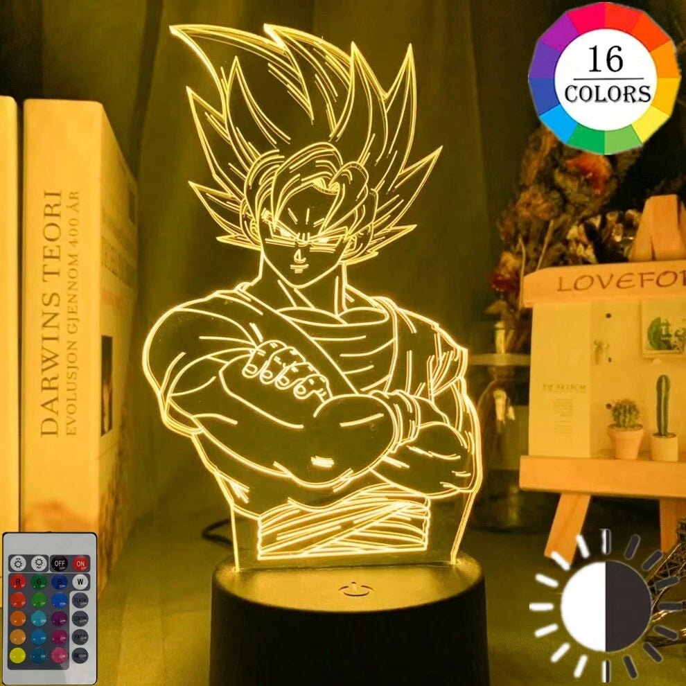 Anime DRAGON BALL 3D Night Light Son Goku Kakarotto Figure Merch 3D Illusion Anime Lamp Child Kids Birthday Christmas Cool Present Night Light Bedroom Decorations Gift For Anime Fans