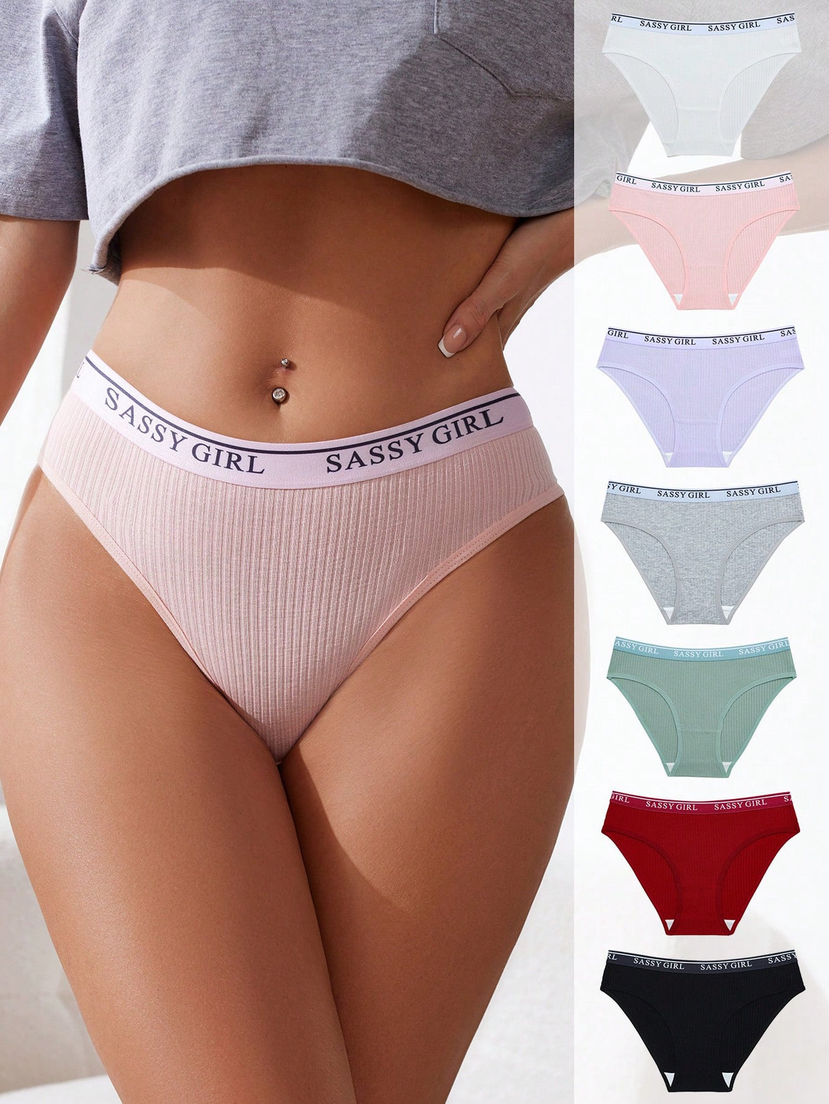 7pcs Women Simple Printed Triangle Panties Sports