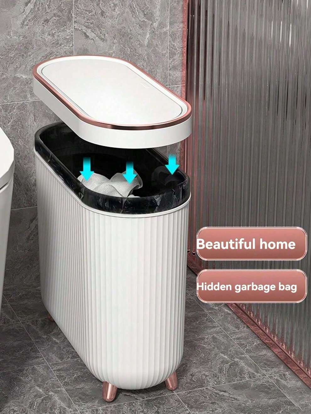 12L Pedal-Operated Trash Can, Odor-Sealing & Waterproof, Stylish Golden Detailing, Versatile For Home, Office, Or Bathroom Use Bathroom Garbage Can Cleat With Cover Toilet Household Light Luxury Narro