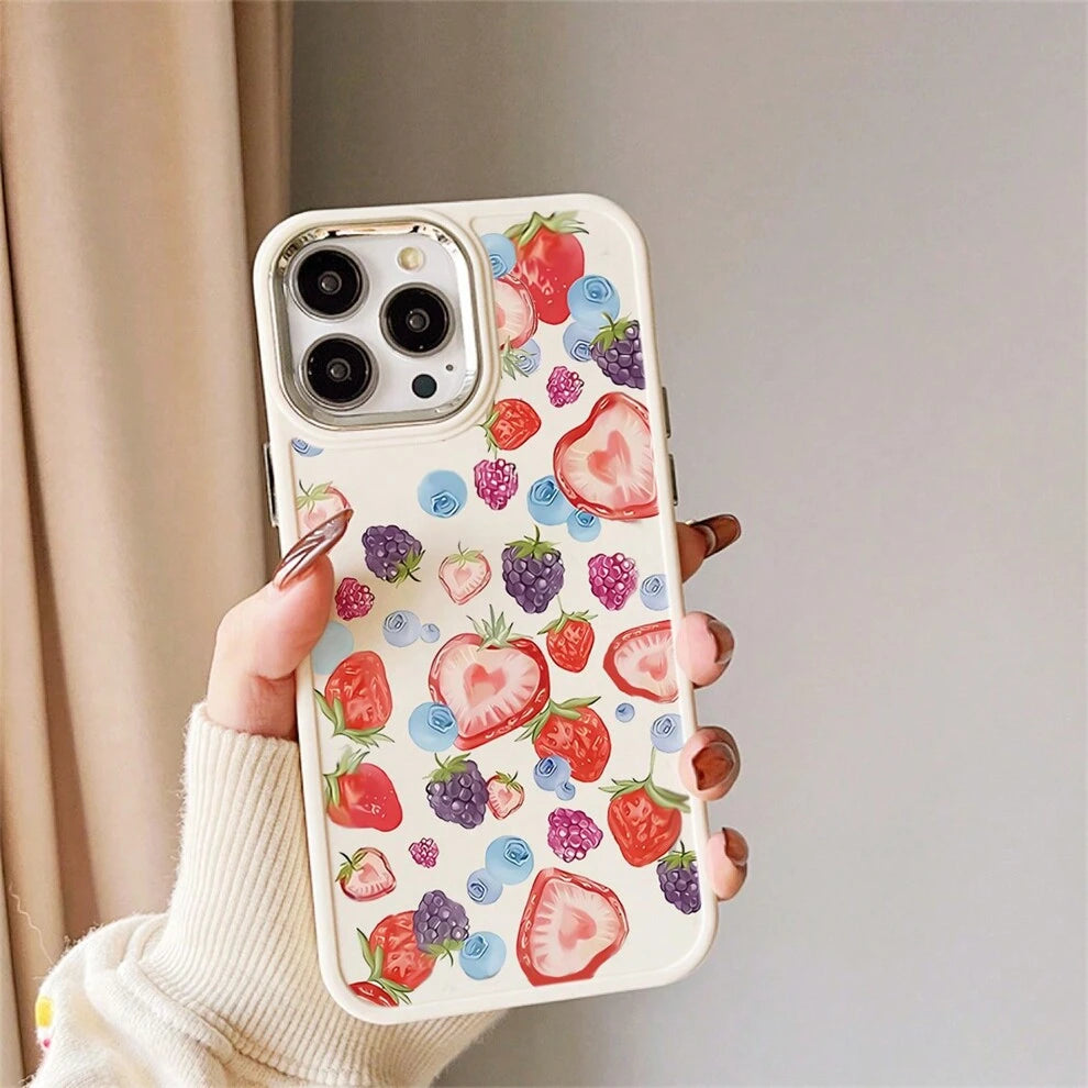 Sweet Berries Silicone Phone Case, Compatible With IPhone15/15Pro/15ProMax/14/13/12/11/XsMAX Series, Phone Protective Cover