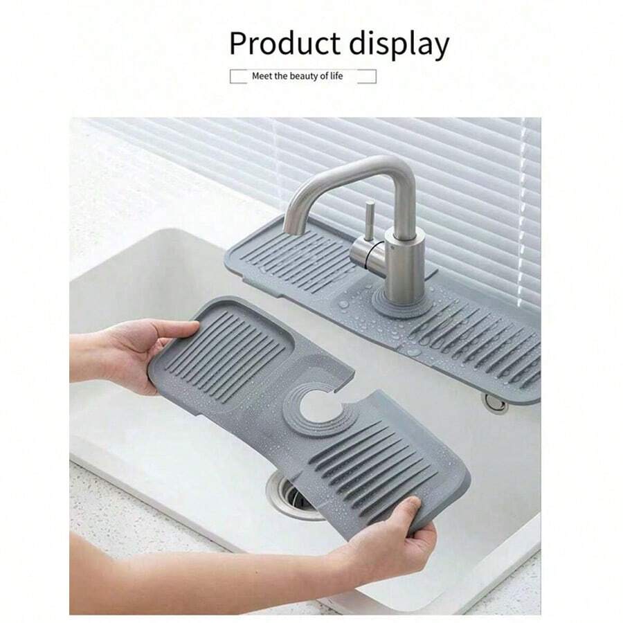 Anti-Slip Silicone Faucet Splash Pad For Bathroom & Kitchen, Water Splash Guard Mat For Faucet Bottom, Thickened Waterproof Design