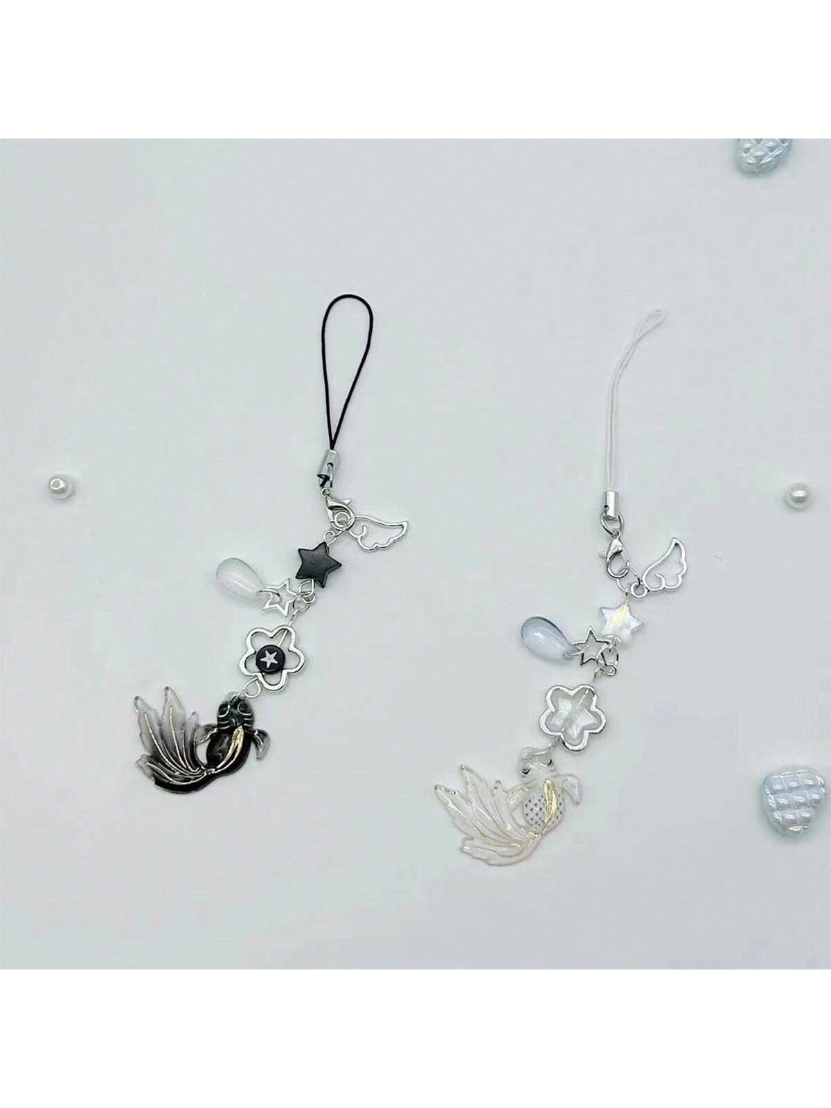 1pc Colorful Koi Fish & Star Shaped Phone Charm, With CCD Camera, Small Decoration Pendant Accessory