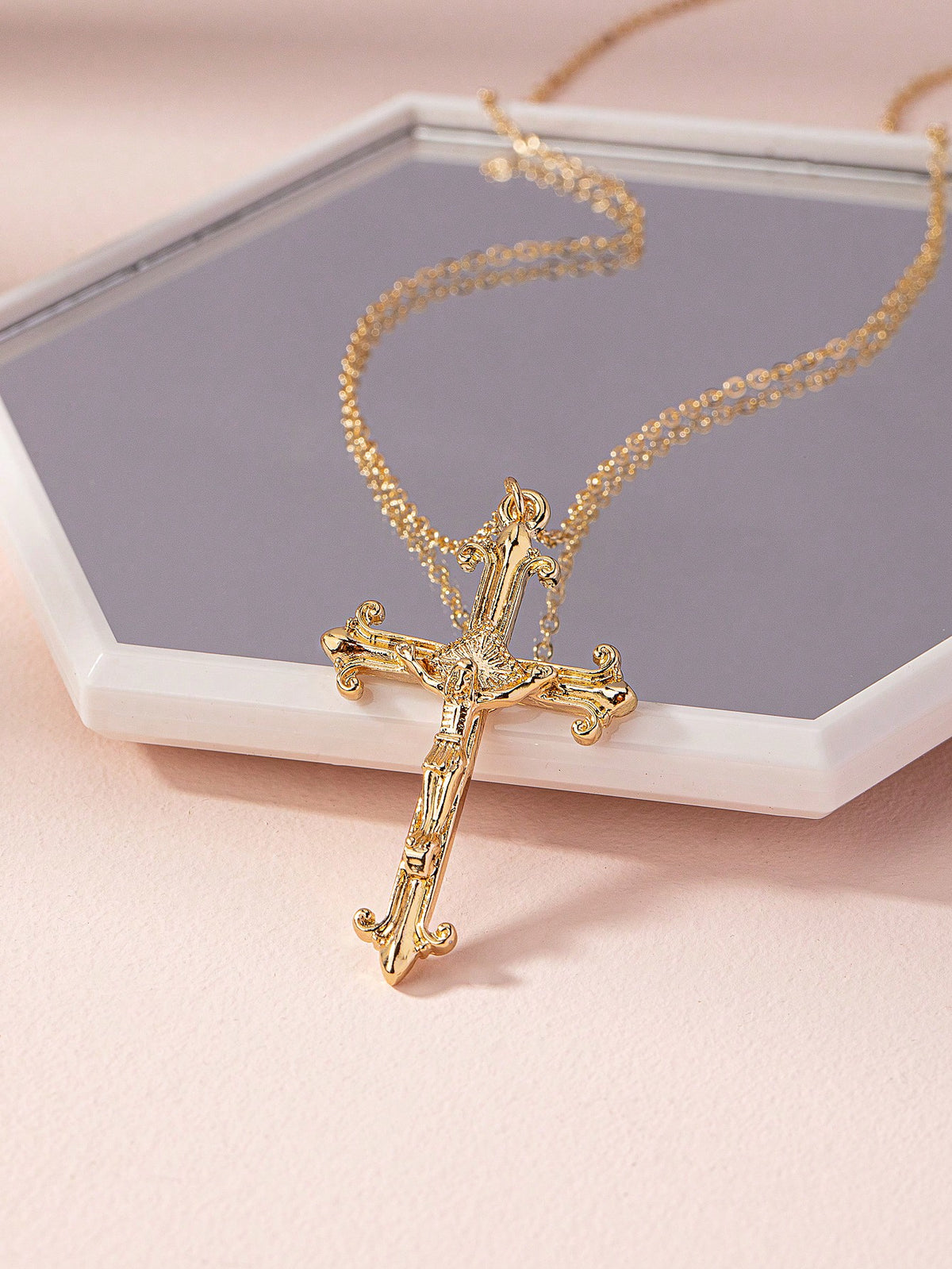 1pc Vintage Cross Necklace, Women Pendant, Necklace Daily Decoration