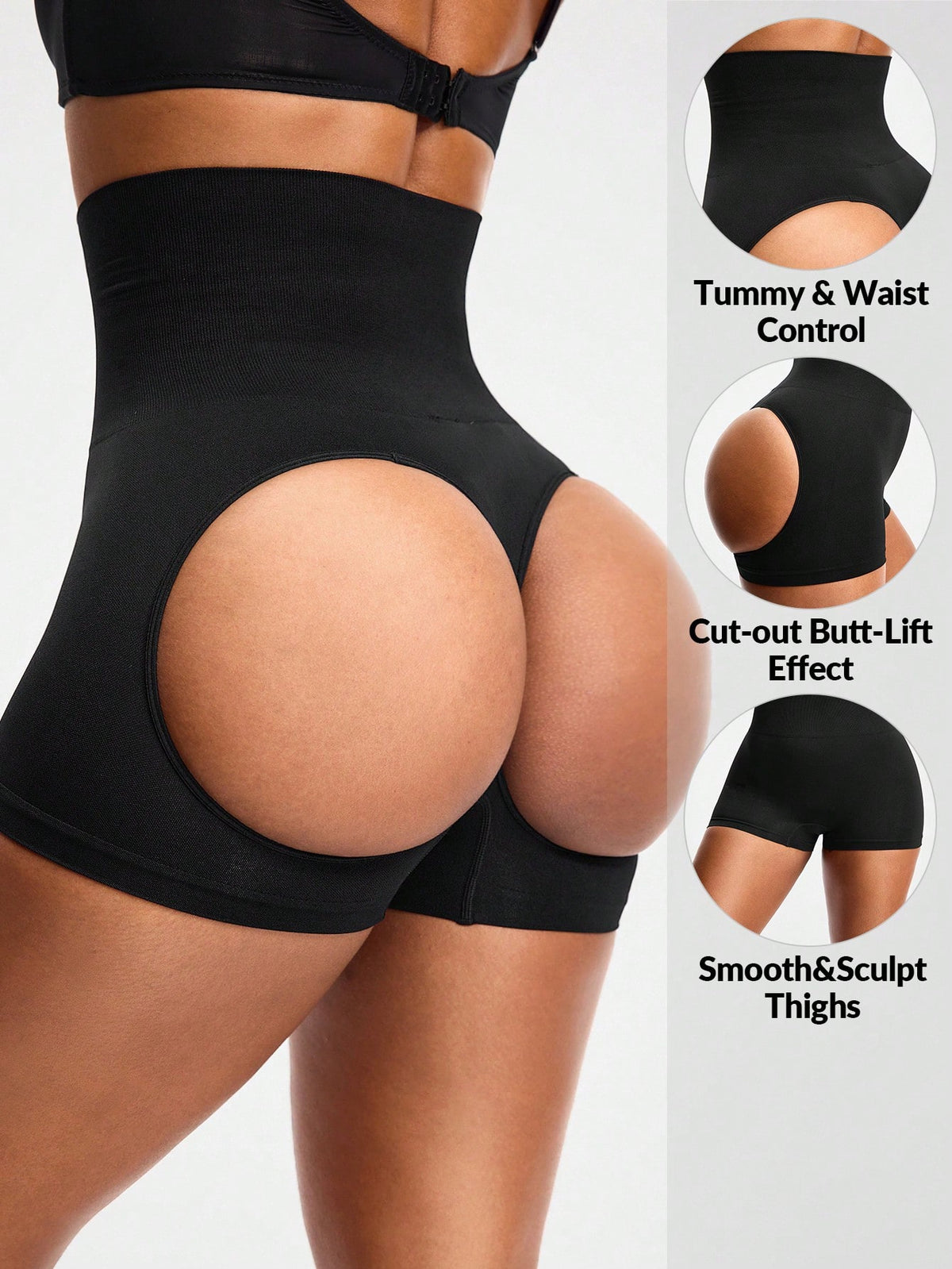 SHEIN SHAPE Shaping High Waisted Mid Thigh Shapewear Short Body Shaper Butt Lifter-Tummy Waist Thigh Control