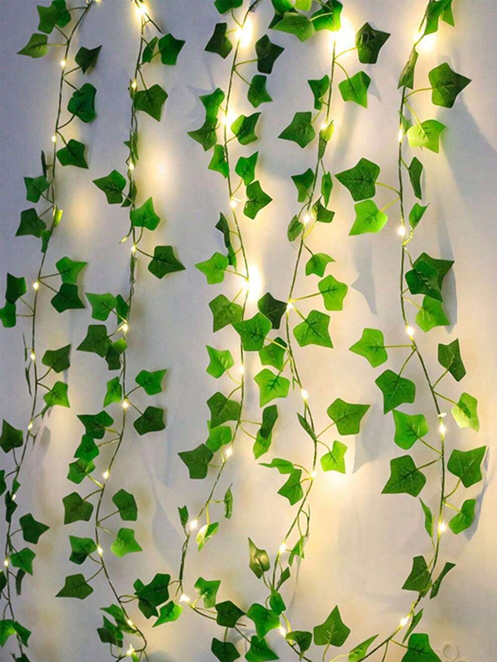 1pc Artificial Ivy Vines With Led String Lights, Green Leaf Garland Hanging Lights, For Wall, Party, Wedding, Room, Kitchen, Indoor & Outdoor Decorations (2m/5m/10m)