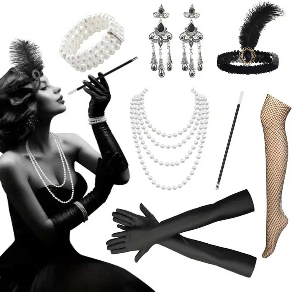 1920s Style Vintage Accessory Set Great Gatsby Themed Accessories Halloween Carnival Party Cosplay Dress Up Accessories