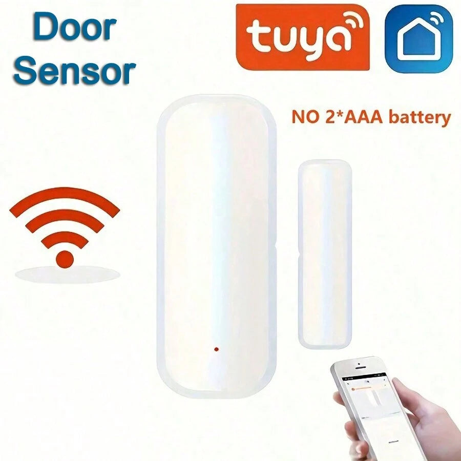 Tuya WiFi Smart Door Sensor Door Open Closed Detectors Smart Home Security Protection Alarm System Smart Life APP Control Without 2*AAA Battery