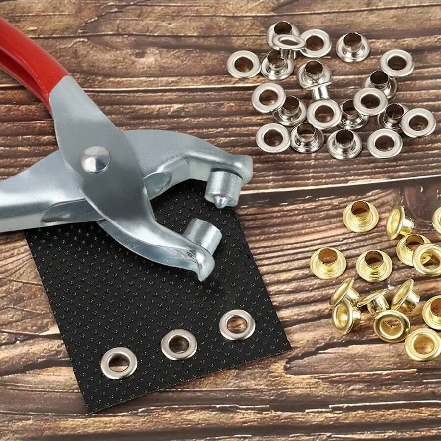 1 Set 1/4 Inch Grommet Eyelet Plier Set, Eyelet Hole Punch Pliers Kit With 100 Metal Eyelets, Grommet Tool Kit For Leather Clothes Belt